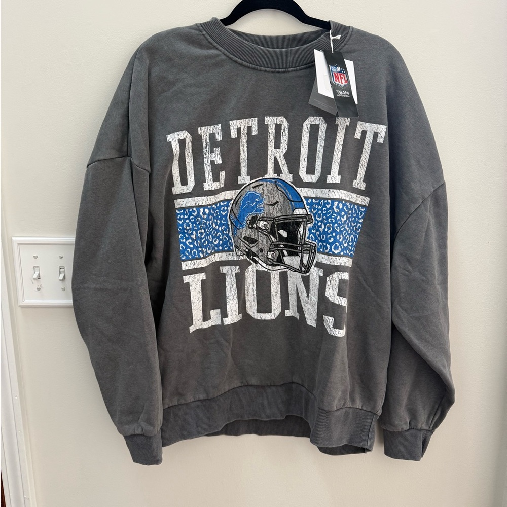 NFL Detroit Lions Charcoal Crewneck Sweater